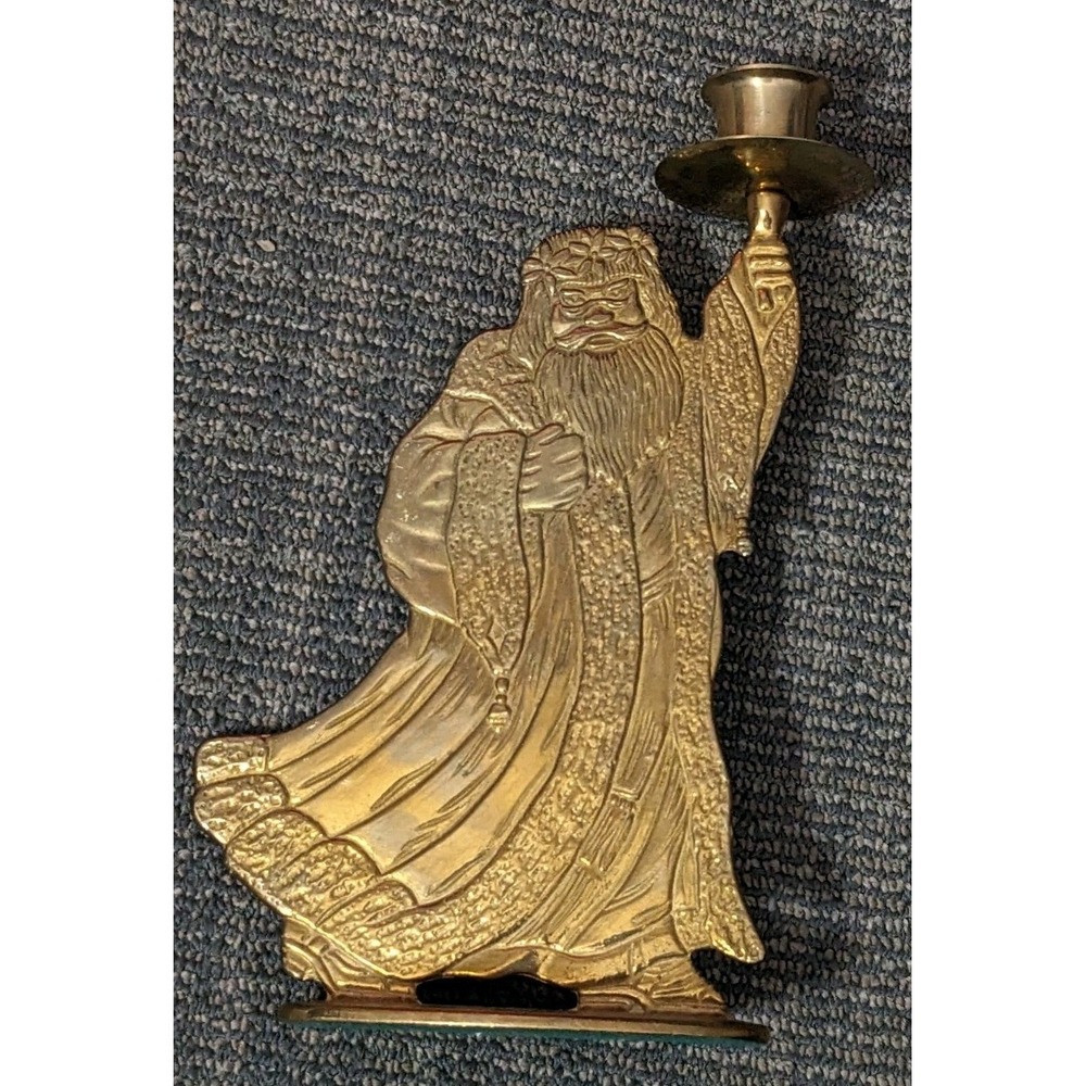 Vtg Brass Santa Claus Candlestick Holder Father‎ Christmas Decor 8.5" Metal
